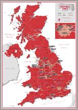 Football Fan's Football Grounds Map Red (Pinboard & framed - Silver)