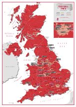 Football Fan's Football Grounds Map Red (Wood Frame - White)