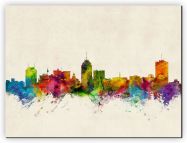 Huge Fresno California Watercolour Skyline (Canvas)