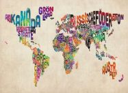 German Text Art Map of the World