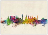 Large Glasgow City Skyline (Wood Frame - White)