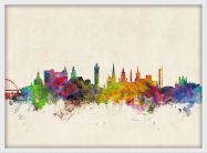 Medium Glasgow City Skyline (Wood Frame - White)