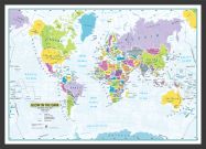 Glow in the Dark Children's World Map (Pinboard & wood frame - Black)