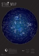 Glow in the Dark Star Map (Pinboard & wood frame - Black)