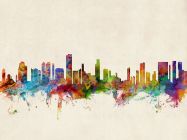 Honolulu Hawaii Watercolour Skyline