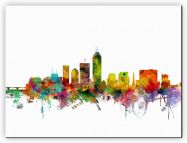 Huge Indianapolis Indiana Watercolour Skyline (Canvas)
