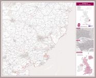 Ipswich Postcode Sector Map (Pinboard & framed - Silver)