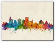 Small Jackson Mississippi Watercolour Skyline (Canvas)