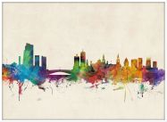 Large Leeds City Skyline (Wood Frame - White)