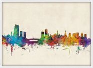 Small Leeds City Skyline (Wood Frame - White)