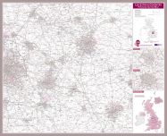 Leicester and Coventry Postcode Sector Map (Pinboard & framed - Silver)