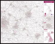 Leicester and Coventry Postcode Sector Map (Pinboard & framed - Black)