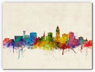 Small Lincoln Nebraska Watercolour Skyline (Canvas)