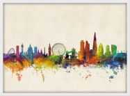 Medium London City Skyline (Wood Frame - White)