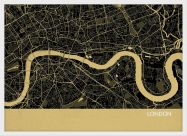 Small London City Street Map Print Straw (Wood Frame - White)