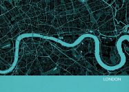 Small London City Street Map Print Turquoise (Matt Art Paper)