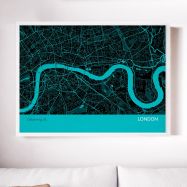 London City Street Map Print Turquoise