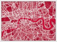 Medium London Street Art Map (Wood Frame - White)