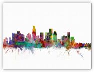 Extra Small Los Angeles City Watercolour Skyline (Canvas)