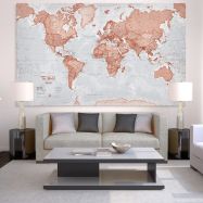 Huge The World Is Art - Wall Map Red (Canvas)