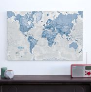 Medium The World Is Art - Wall Map Blue (Canvas)