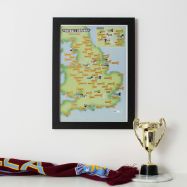 Scratch Off 92 Football Grounds Print (Pinboard & wood frame - Black)
