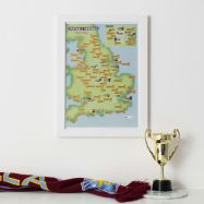 Scratch Off 92 Football Grounds Print (Pinboard & wood frame - White)