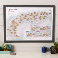 Scratch Off Alpine Climbs Print (Pinboard & wood frame - Black)