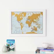 Scratch the World�� travel edition map print (Pinboard & wood frame - White)
