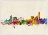 Large Manchester City Skyline (Wood Frame - White)