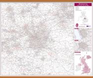Manchester Postcode Sector Map (Wooden hanging bars)