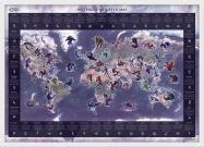Medium Mythical Monster World Map (Wood Frame - White)
