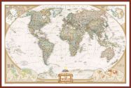 National Geographic World Executive Map (Pinboard & framed - Dark Oak)