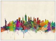 Large New York City Skyline (Wood Frame - White)