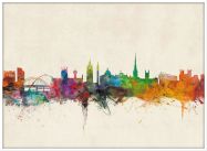 Large Newcastle City Skyline (Wood Frame - White)