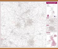 Nottingham and Derby Postcode Sector Map (Wooden hanging bars)