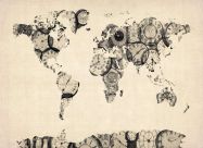 Old Clocks Map of the World