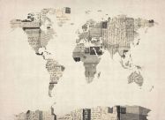 Old Postcards Art Map of the World