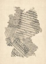 Old Sheet Music Art Map of Germany
