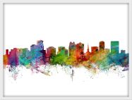 Medium Orlando Florida Watercolour Skyline (Wood Frame - White)