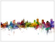Large Ottawa Canada Watercolour Skyline (Wood Frame - White)