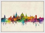 Small Oxford City Skyline (Wood Frame - White)