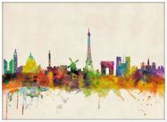 Large Paris City Skyline (Wood Frame - White)