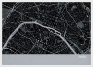 A3 Paris City Street Map Print Charcoal (Wood Frame - White)