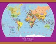 Medium Personalised Child's World Map (Wooden hanging bars)