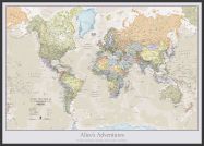 Large Personalised Classic World Map (Wood Frame - Black)