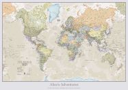 Large Personalised Classic World Map (Rolled Canvas - No Frame)