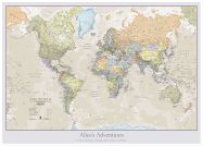Large Personalised Classic World Map (Wood Frame - White)
