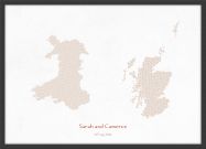 A3 Personalised Country Name Text Map Print - Burnt Orange (Wood Frame - Black)