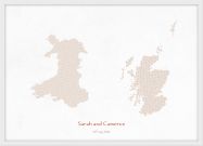 A3 Personalised Country Name Text Map Print - Burnt Orange (Wood Frame - White)